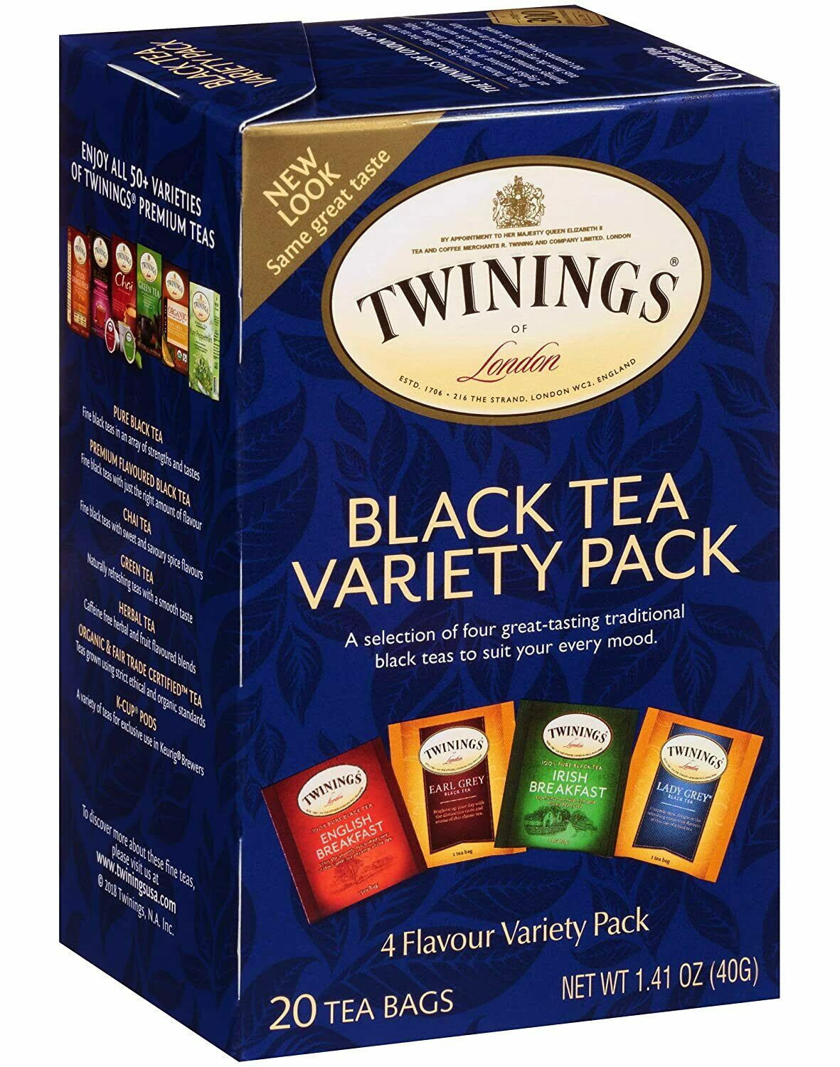 Twinings of London Black Tea Variety Pack with Four Flavors, 20 Count