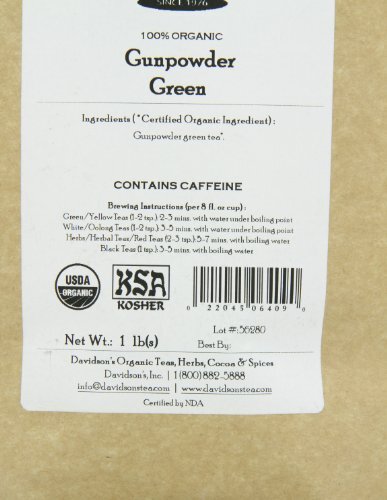 Davidson’s Organics Gunpowder Green Loose Leaf Tea 16-Ounce BagPackaging May …