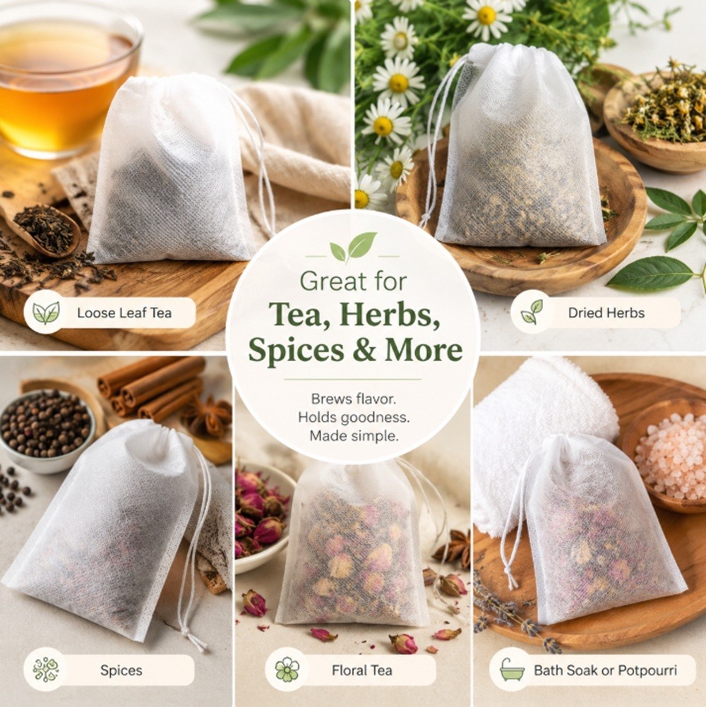100 Pcs 8x10cm Non-woven Disposable Tea Bags – Empty Herb Loose Tea Filter Bags