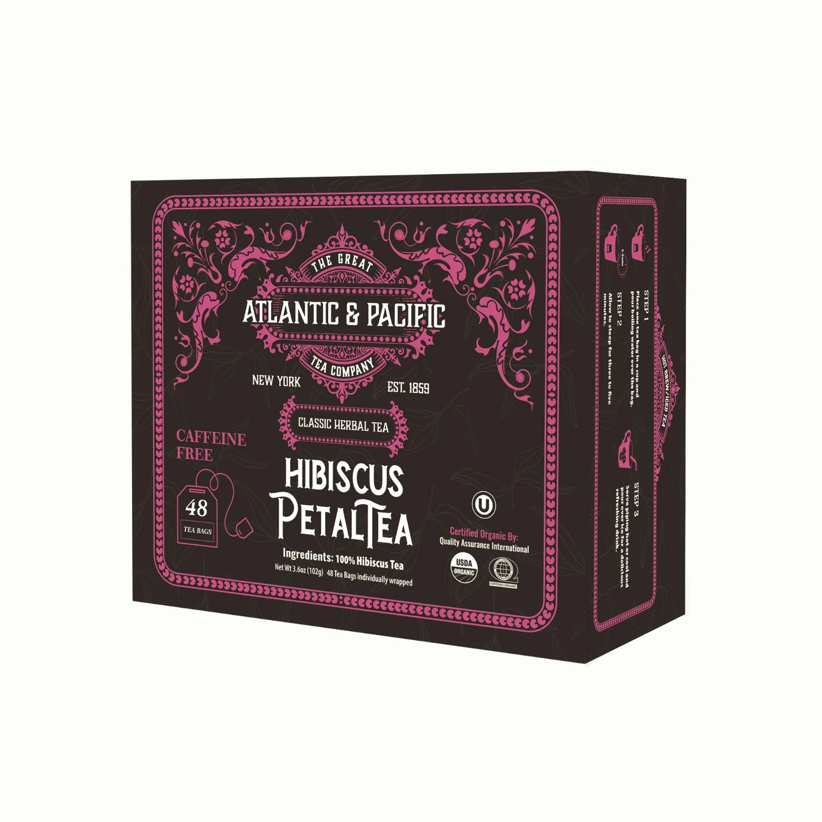 A&P Organic Hibiscus Petal Tea, 48 Count box BBD 6/2028 Atlantic And Pacific