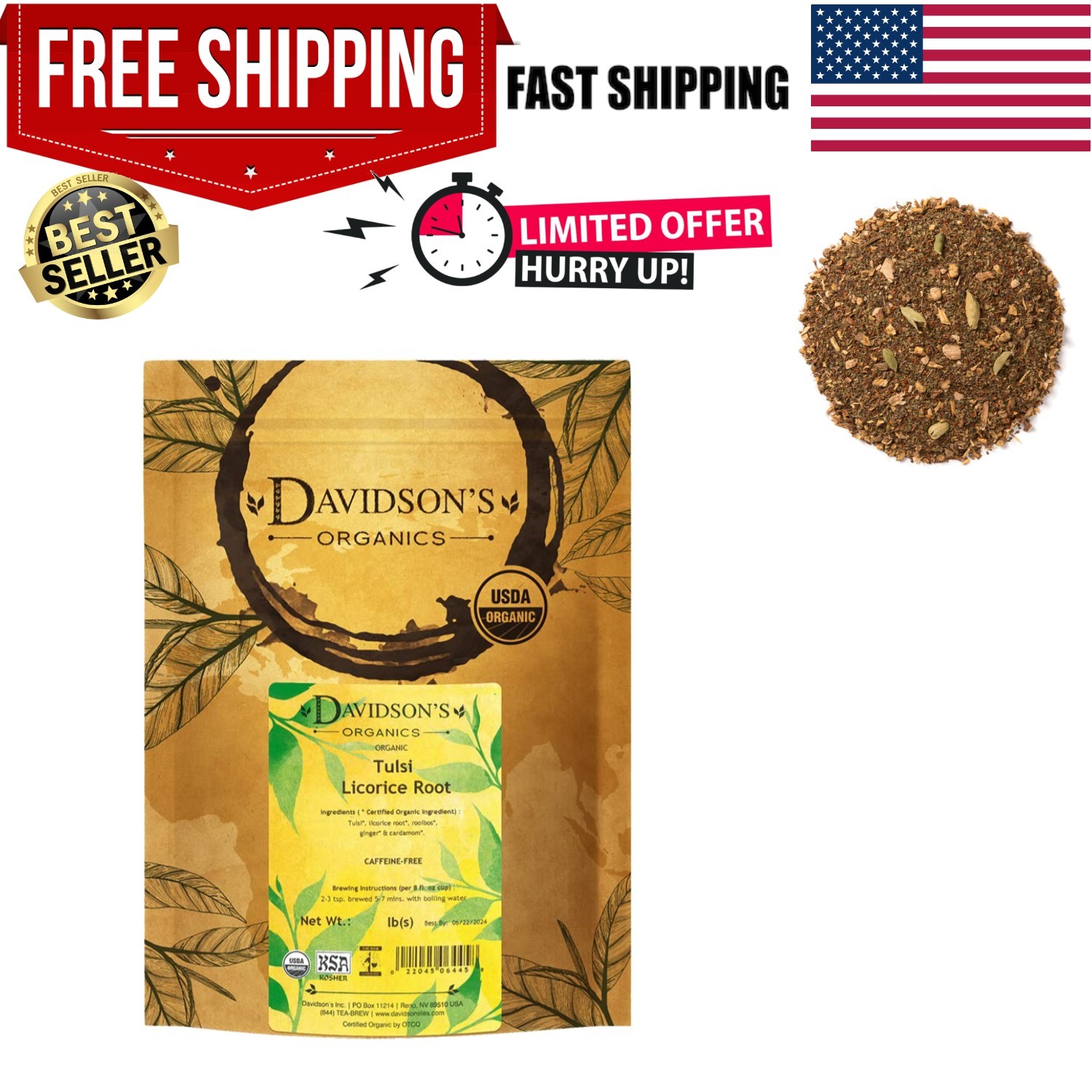 Davidson’s Organic Licorice Tea – Loose Leaf, 16-Ounce for Wellness & Flavor