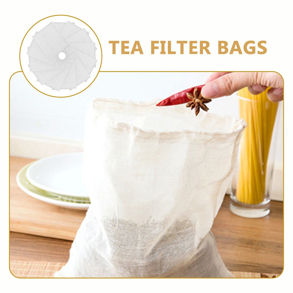 12Pcs Reusable Drawstring Soup Bags Soup Socks Spice Bags Tea Filter