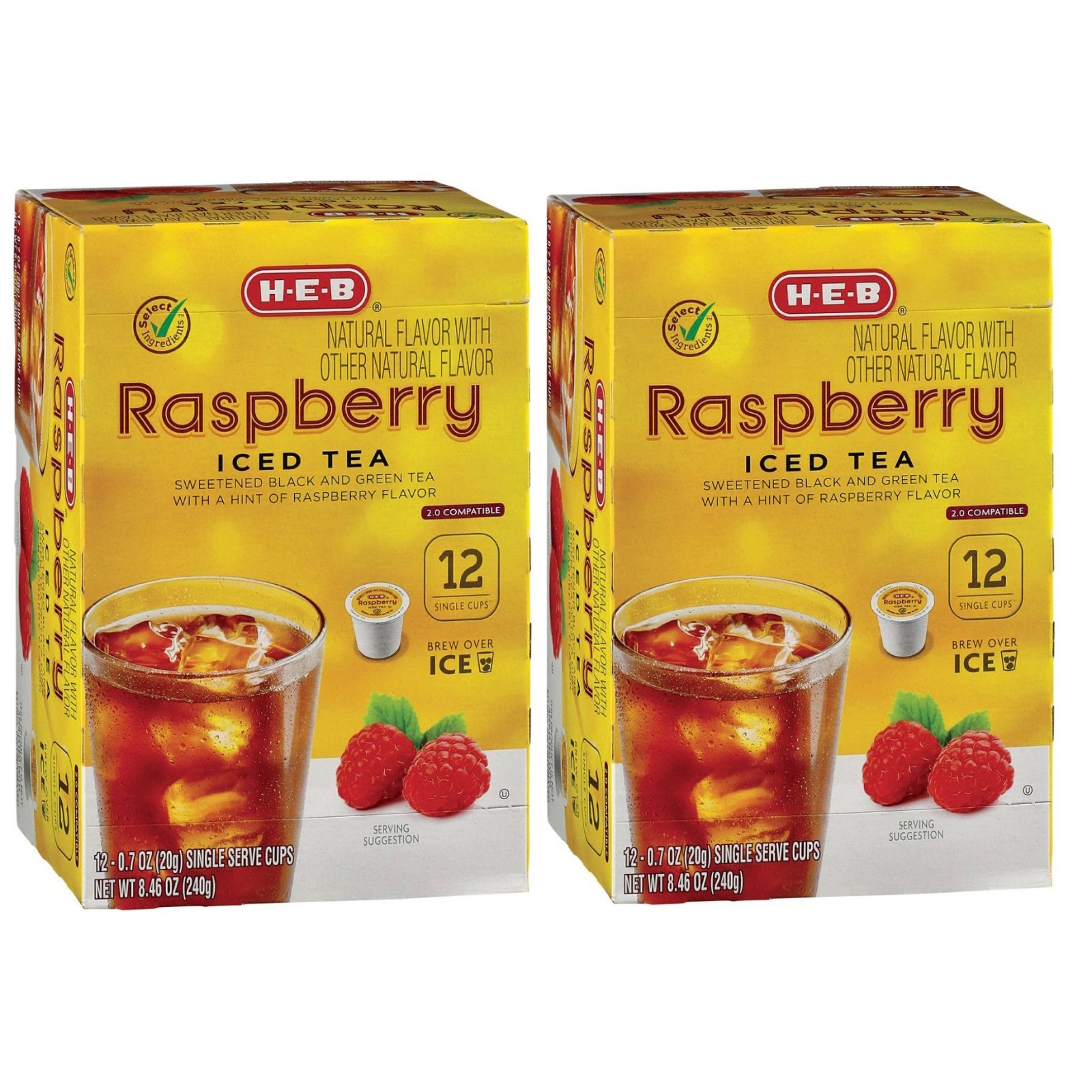 HEB Raspberry Iced Tea 2x Pack of 12 Single Cups Single Serve K-cup