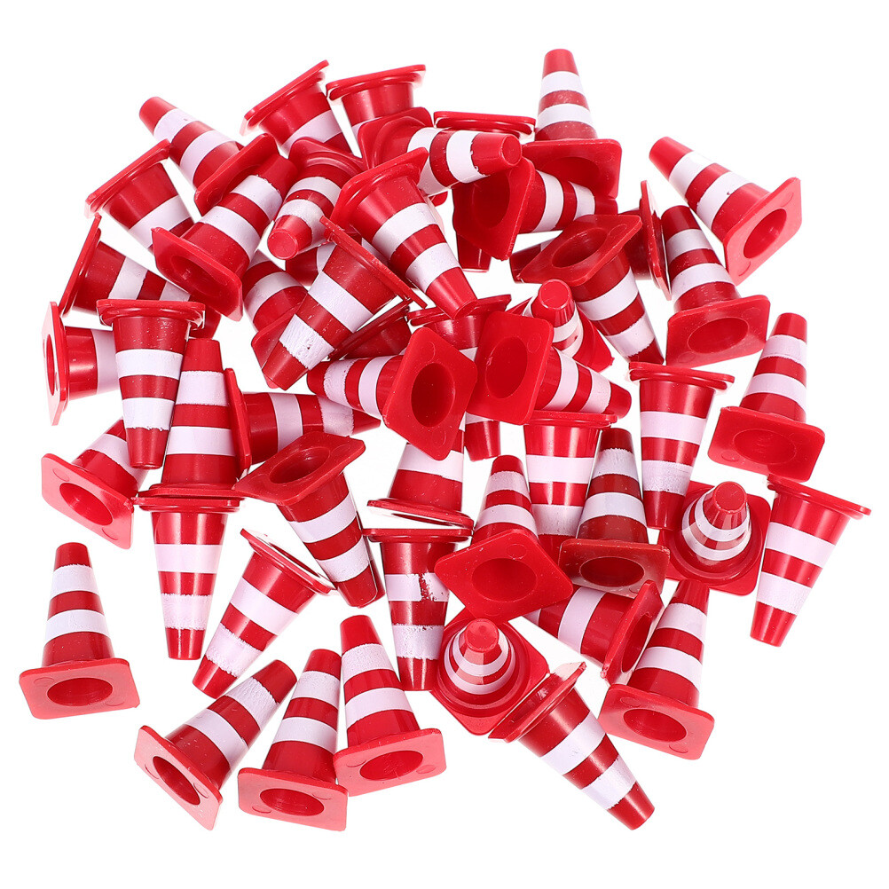 50PCS Simulation Traffic Sign Mini Roadblock road cones miniature Car Ramps for