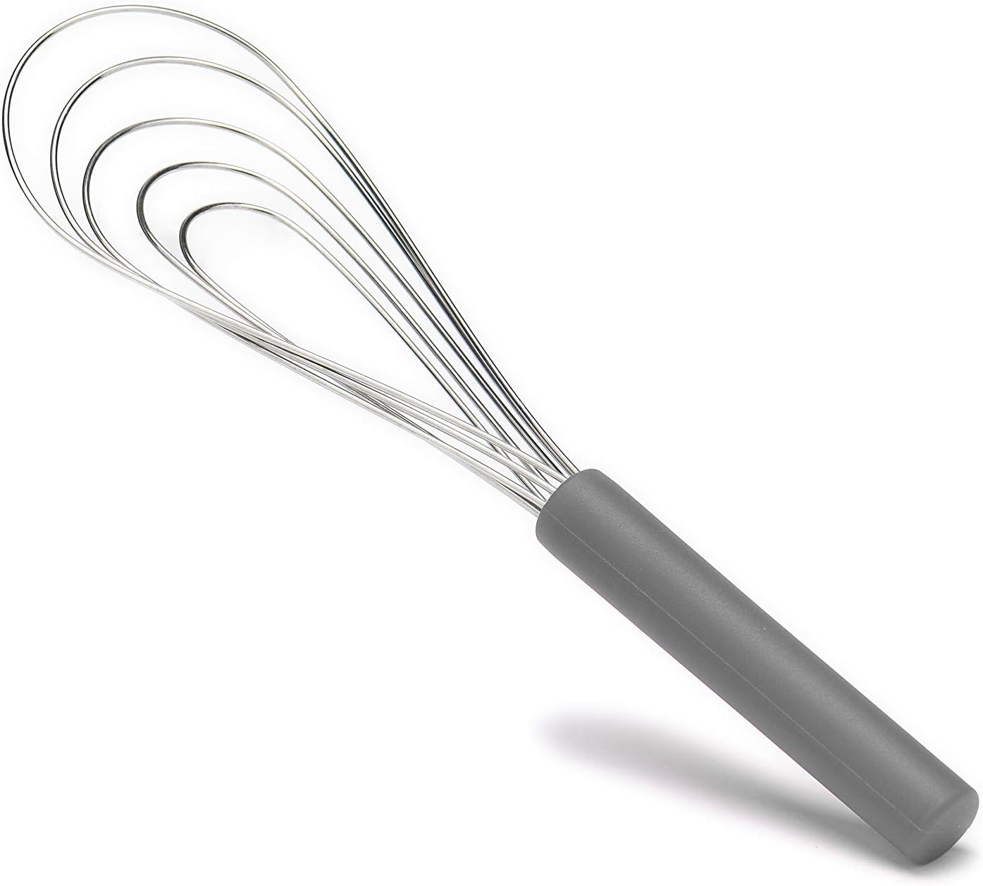 Flat Whisk Silicone Handle Non Slip 10″ – 5 Wires with 10 Heads Gray