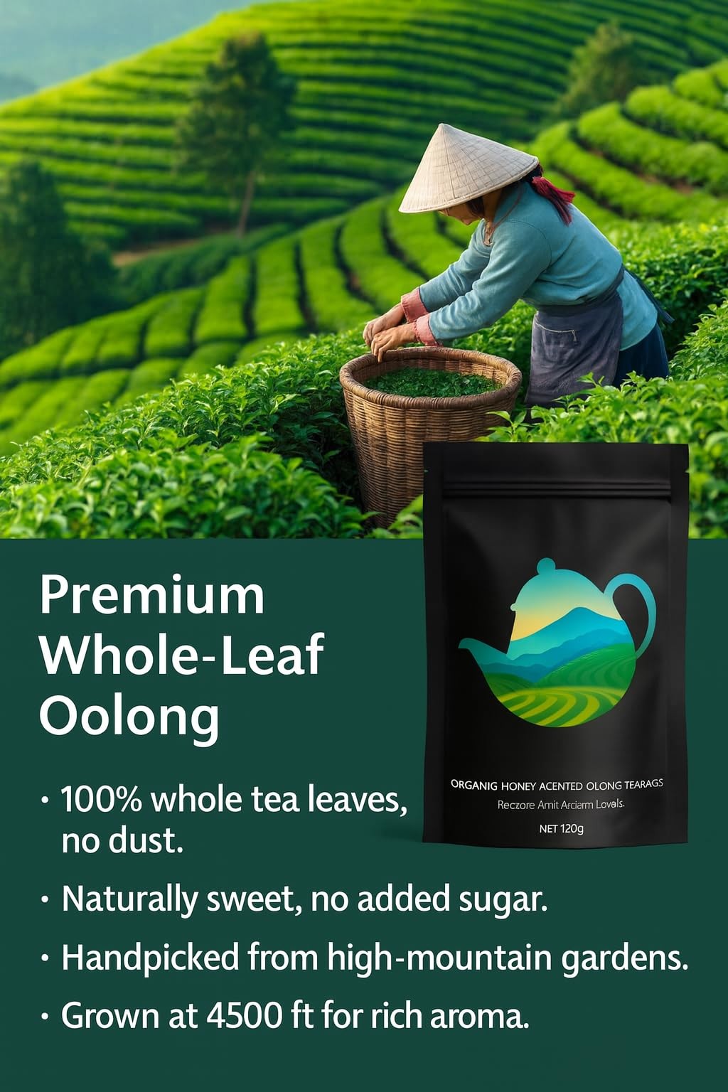 Oolong Tea Bags – Organic Whole Leaf Oolong – 20 Bags (5g Each) – Natural Rel…