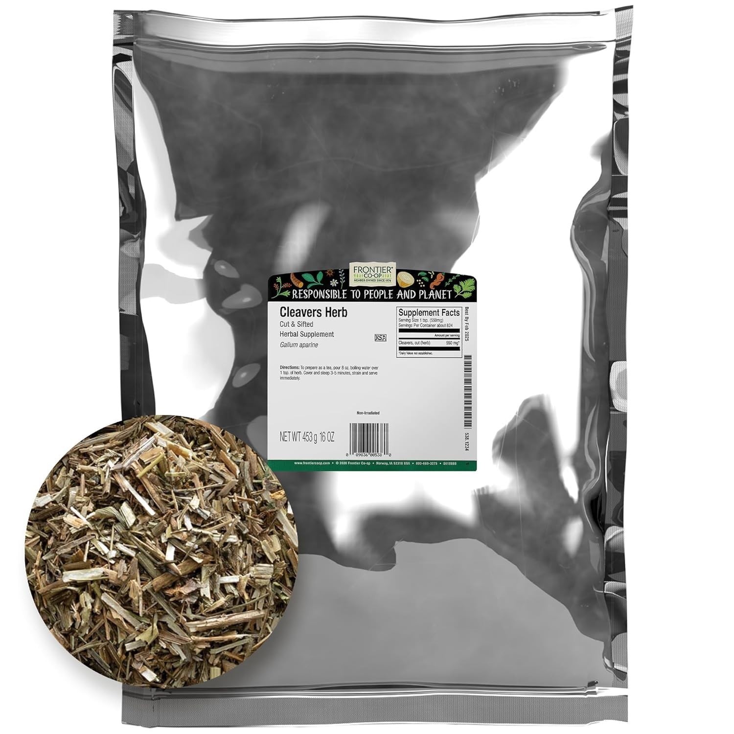 Cut and Sifted Cleavers Herb 1lb Bulk Bag – for Cleavers Tea, Tincture, Diges…