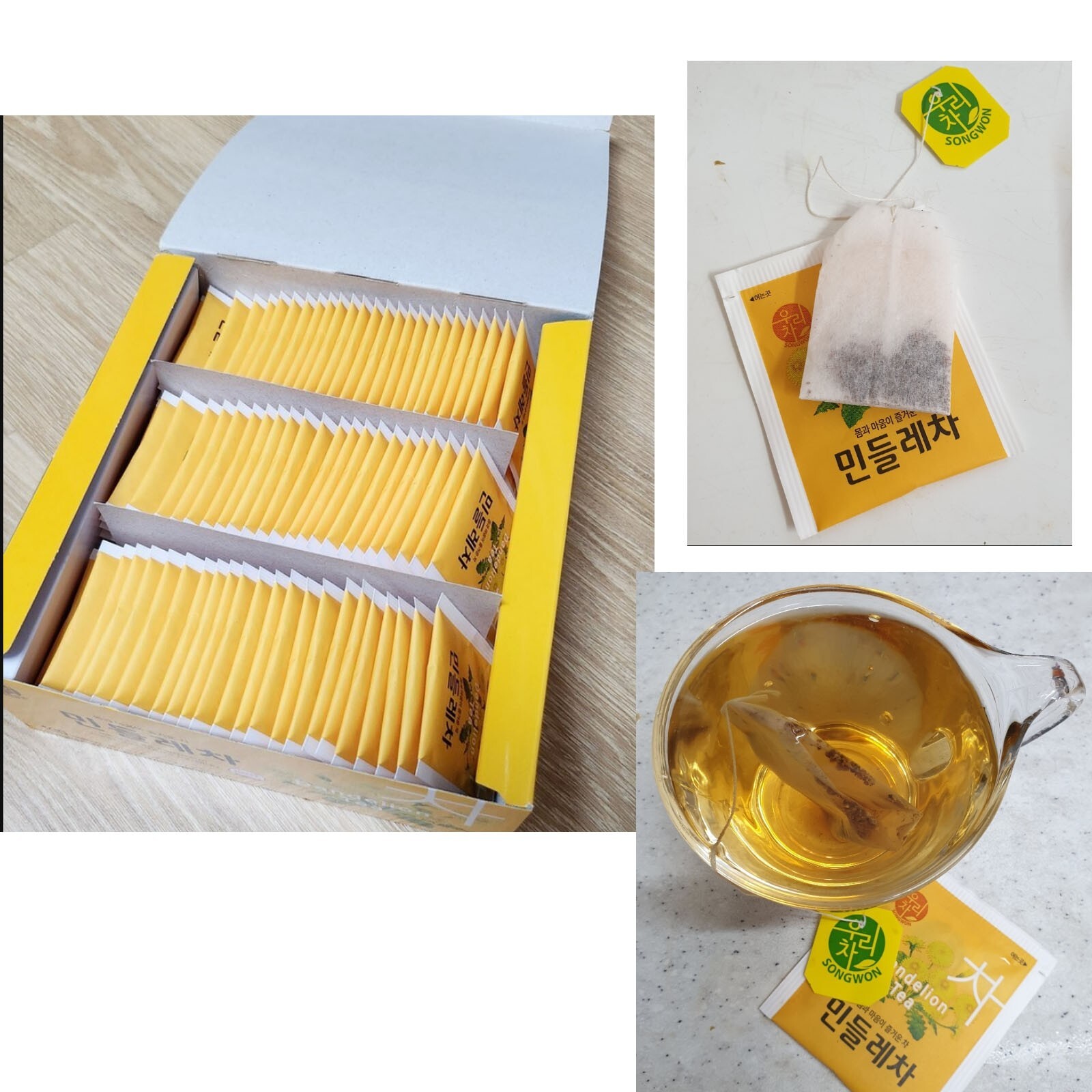 Korean Songwon Dandelion Tea + Sword bean tea 200 Tea bag Free Shipping