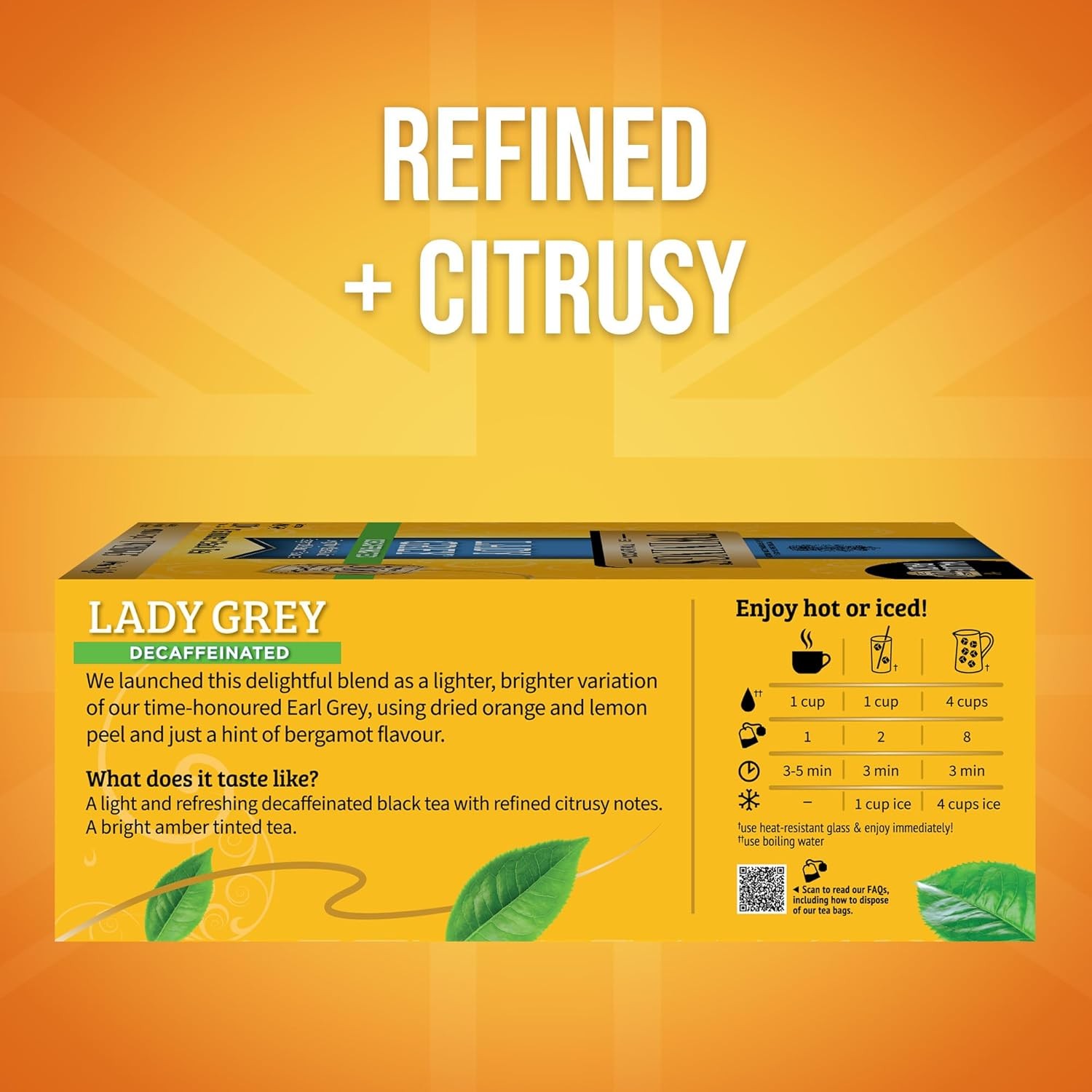 Lady Grey Black Tea Individually Wrapped Bags, 100 Count (Pack of 1), Orange Pee