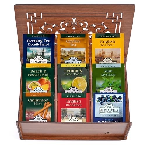 Variety Pack Tea Bags Sampler in Wooden Gift Box – 60 Count, 30 Flavors Assorted
