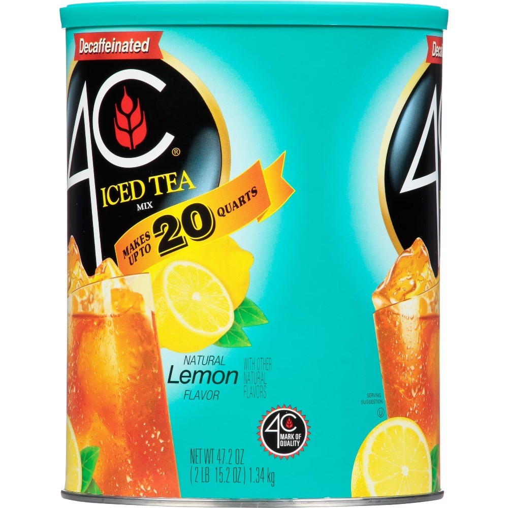 4C Decaf Iced Tea Mix, Lemon, 47.2 oz, 1 Ct