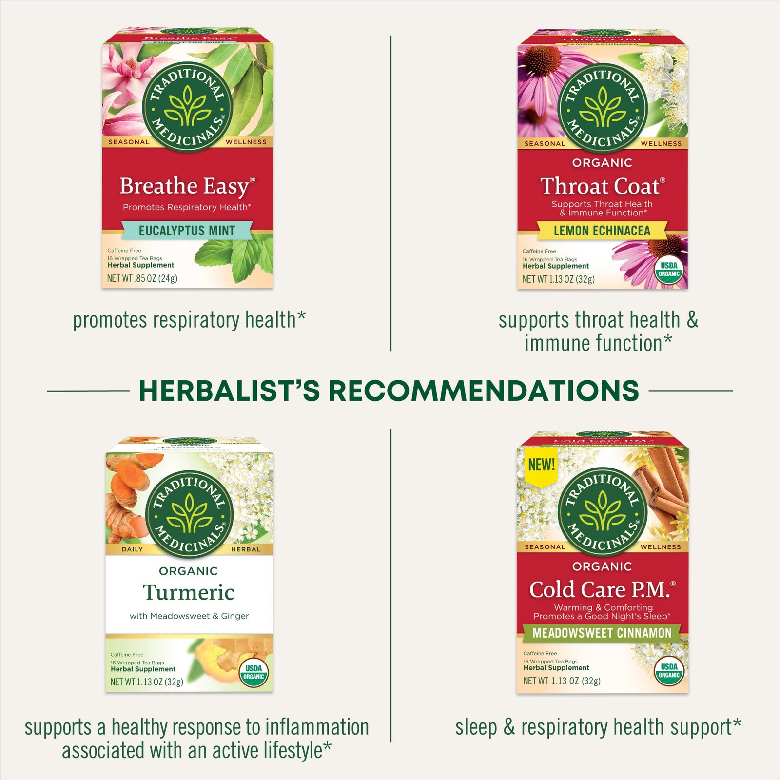 Traditional Medicinals Tea, Organic Echinacea Plus 16 Count (Pack of 1)