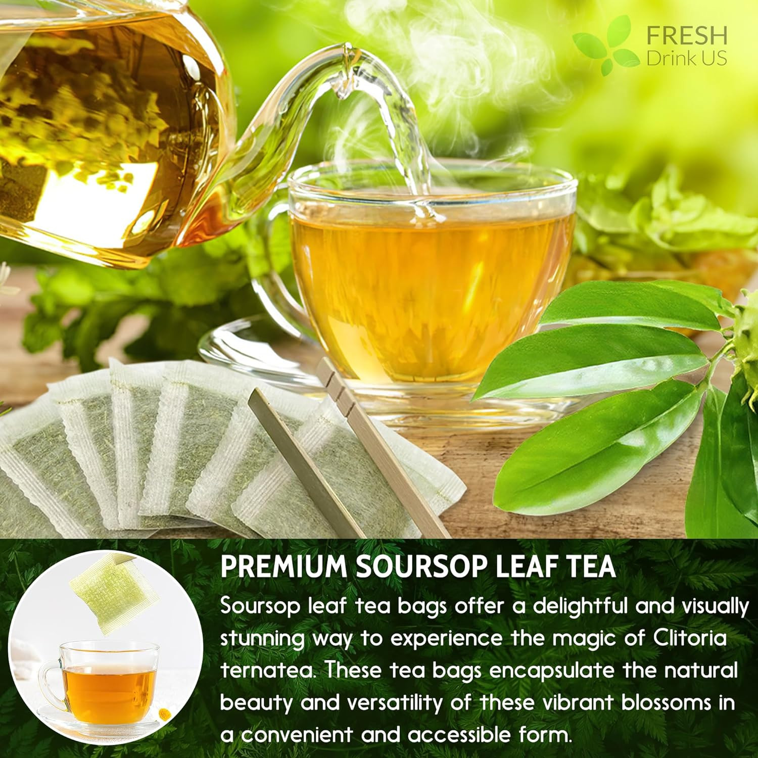 40 Premium Soursop Graviola Leaf Tea Bags, 100% Natural and Pure from Soursop Le