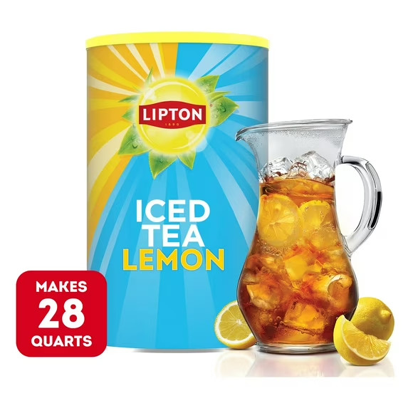 Lipton Lemon Iced Tea Mix, Caffeinated, Black Tea, 28 Quarts (Pack of 1)