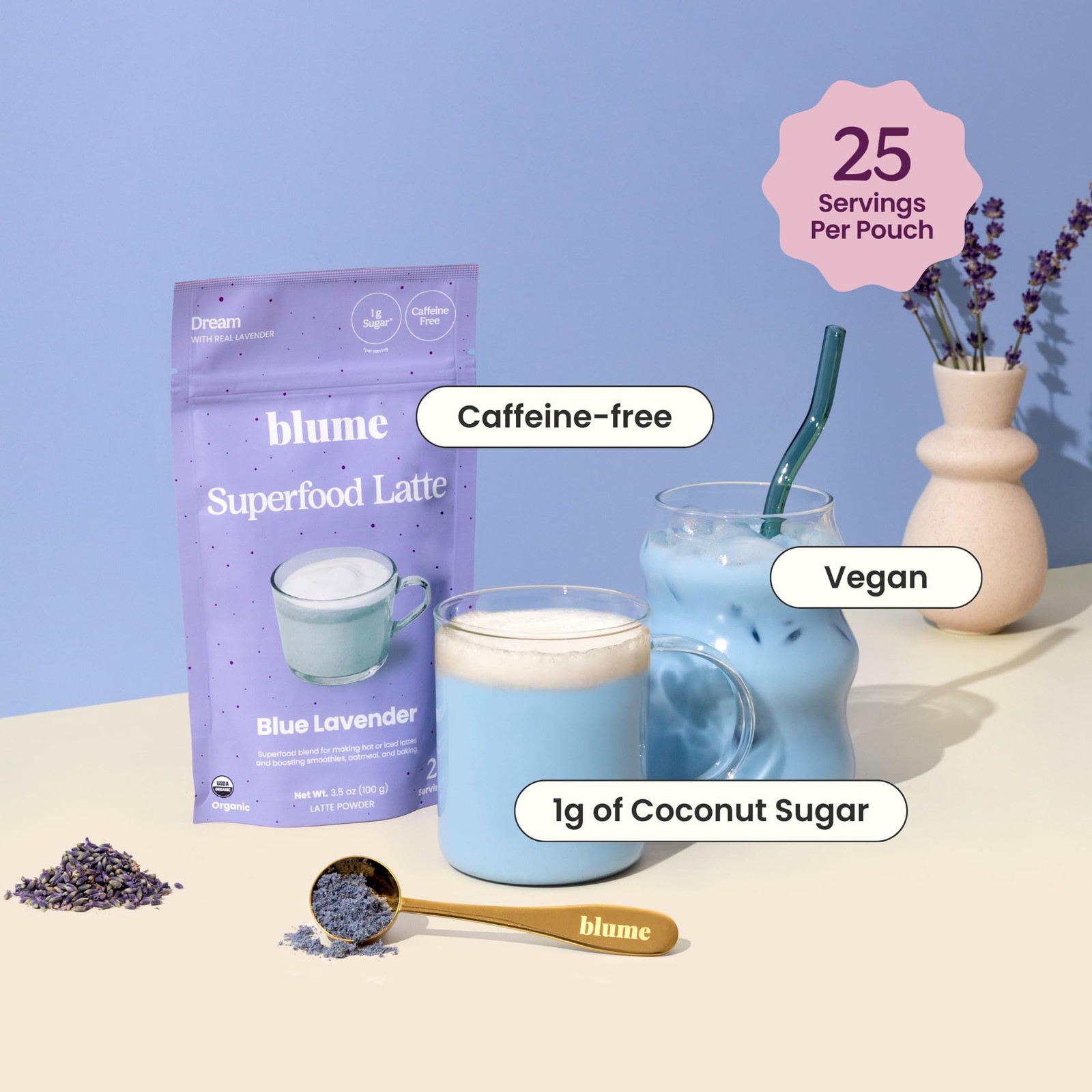 Blume Matcha & Blue Lavender Starter Pack Organic Superfoods Booster for Lat…