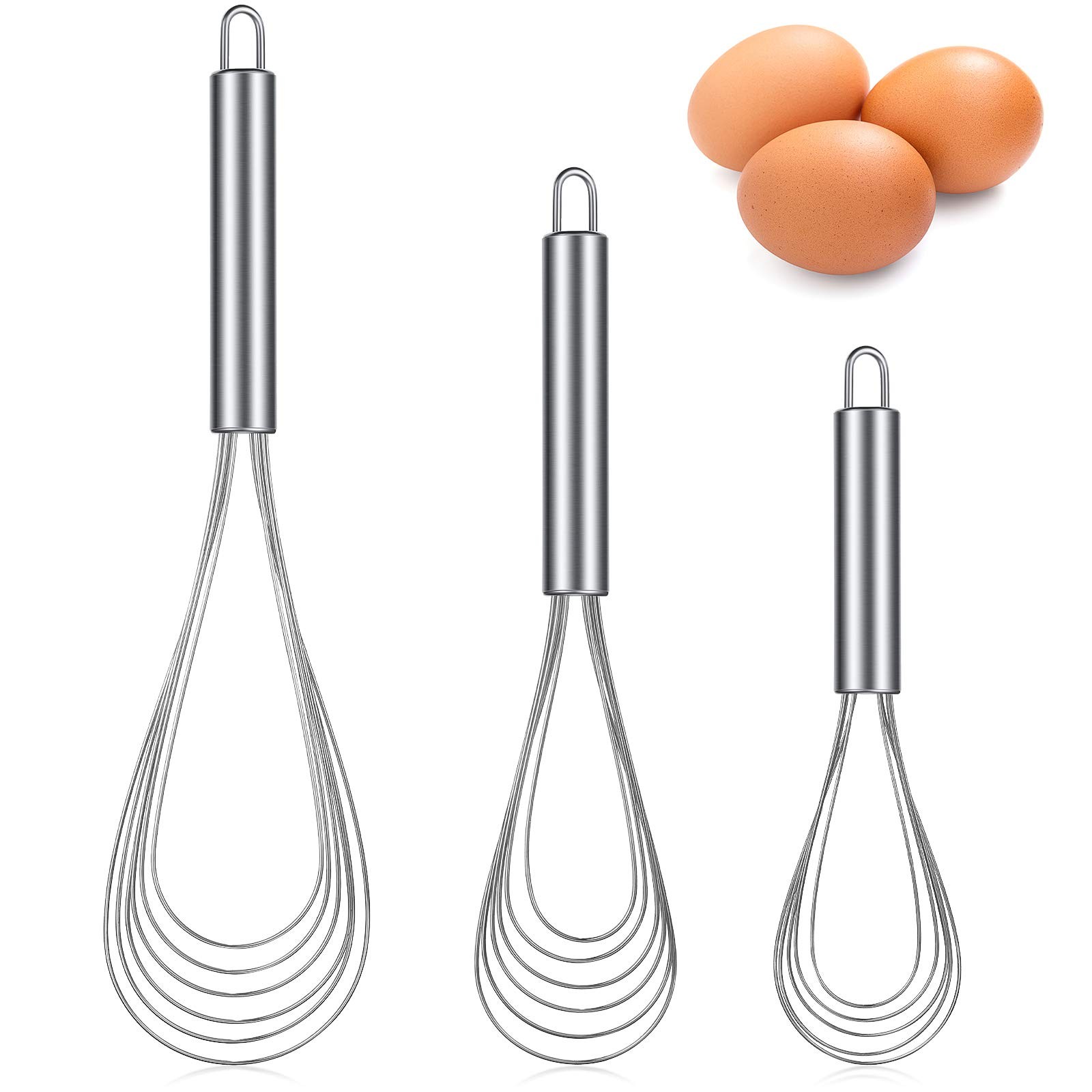 Patelai 3 Pieces Stainless Steel Kitchen 8 Inch,10 Inch,11.6 Inch, Silver