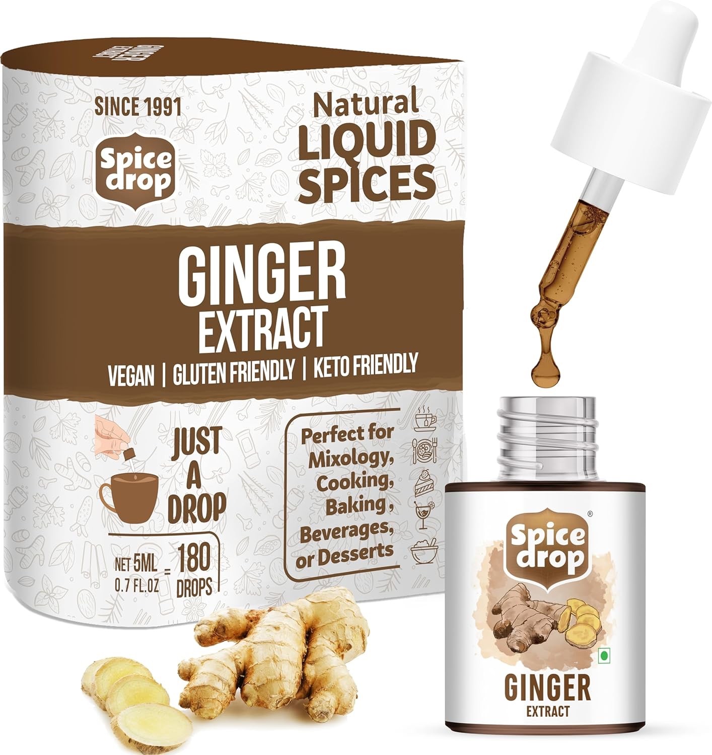 Spice Drop Chai Masala Tea Combo Natural Extract Ginger Chai Masala Cardamom 5ml