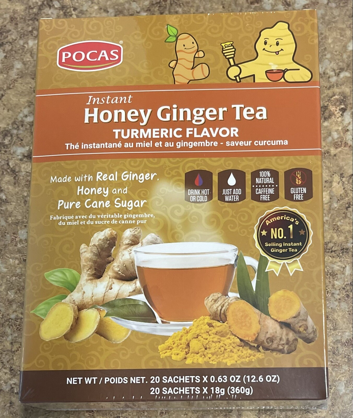 Pocas Honey Ginger Tea original Instant Honey Ginger Tea Made with Real Ginger