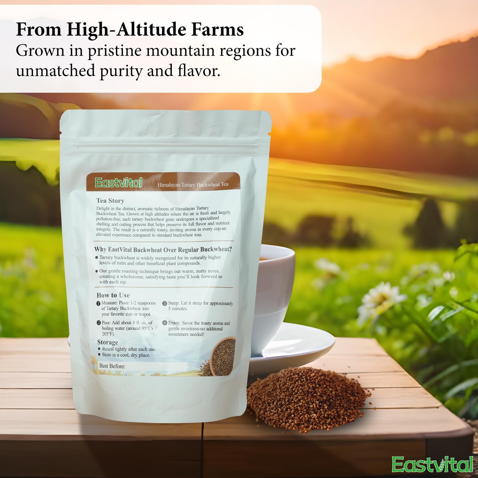 Himalayan Tartary Buckwheat Tea 220g – Caffeine & Sugar Free Roasted Buckwhea…