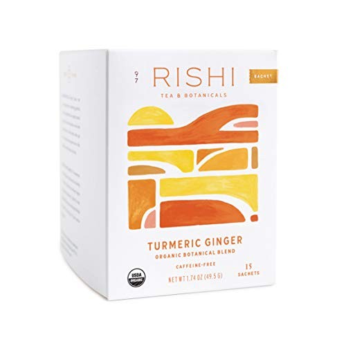Rishi Turmeric Ginger Tea Organic Blend Caffeine Free Immune Support 15 Tea Bags