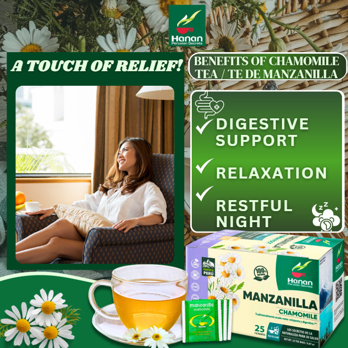 Chamomile Tea 25 Herbal Teabags of Te De Manzanilla Natural Dried Camomile -Peru