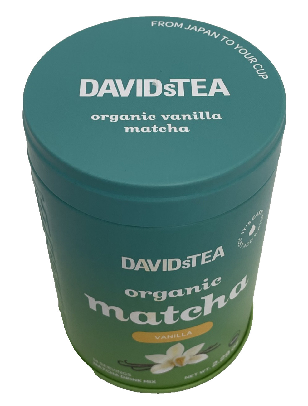 DavidsTea Vanilla Organic Matcha 2.29 Oz. Drink Mix Vegan Low Caffeine