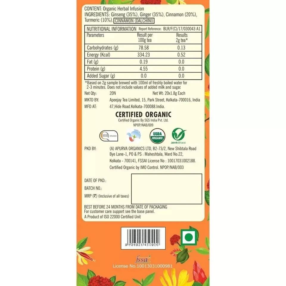 Ty-phoo Cleansing Organic Root Remedy Tea Bag (20 Tea Bags), 36 grams