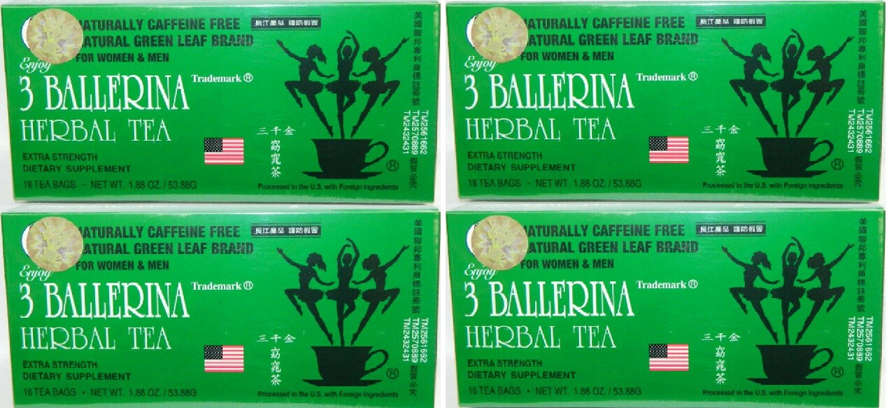 3 Ballerina Herbal Dieters Tea Extra Strength – 4 Pack (72 Tea Bags) Dietary Sup