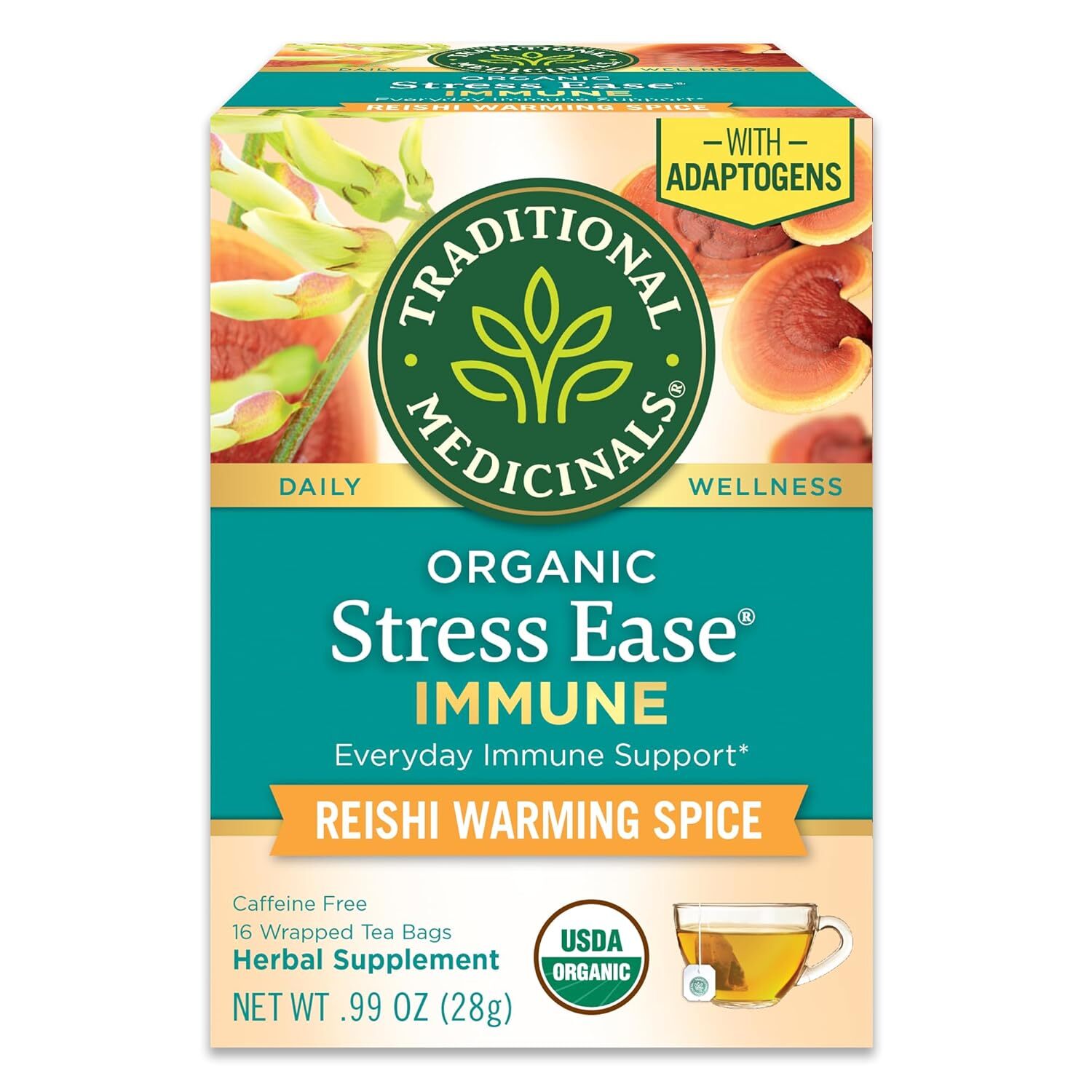 16 Count – Traditional Medicinals Herbal Tea Stress Ease Immune Support Tea Bags