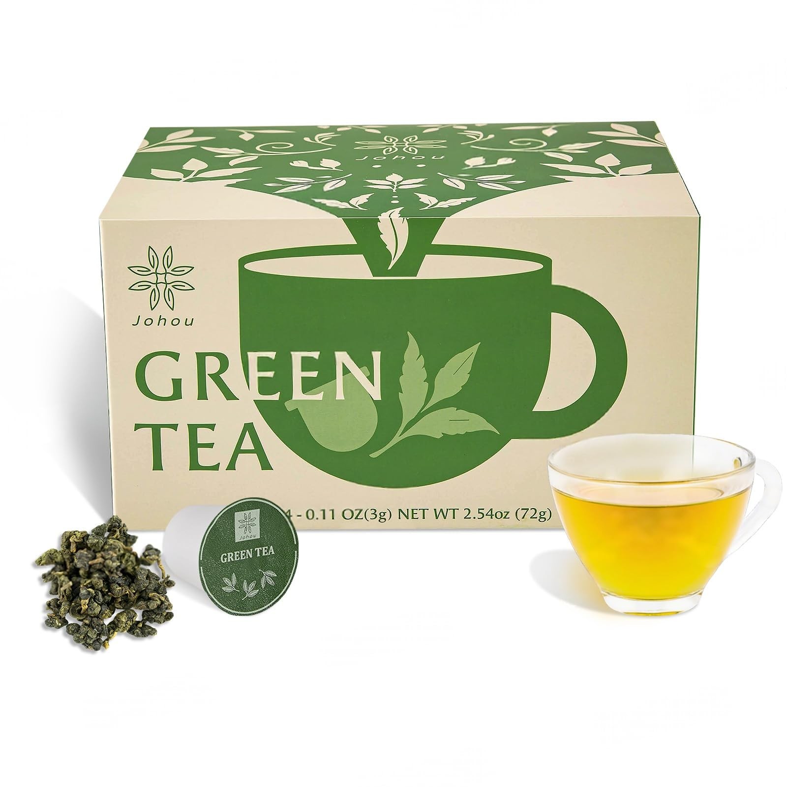 Green Tea Pods Compatible with All K-Cup Brewers & Keurig 2.0 24 pods