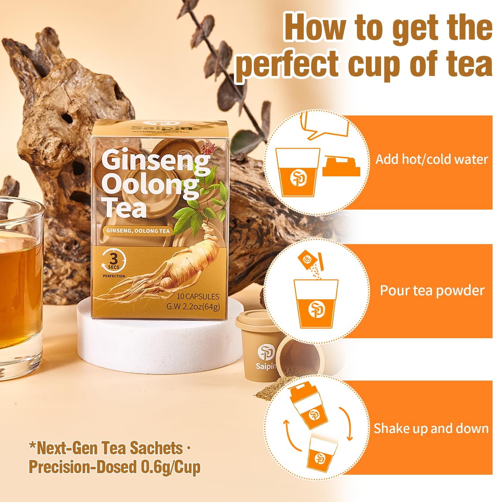 Organic Ginseng Tea – 10 Instant Oolong Tea for Natural Energy and Stress Rel…