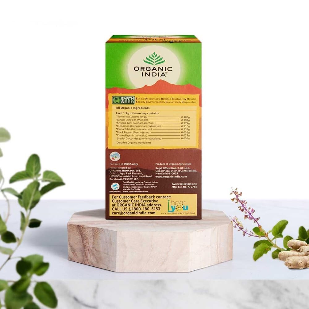 Organic India Tulsi Ginger Turmeric Green Tea For Stress & Immuntiy
