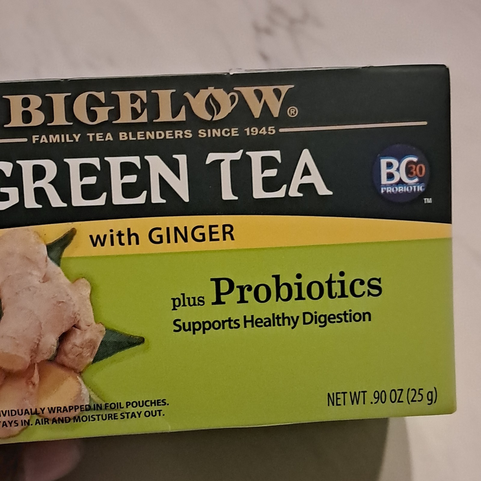 Bigelow Tea & Infusion Green Tea with Ginger plus Probiotics 25g Pantry