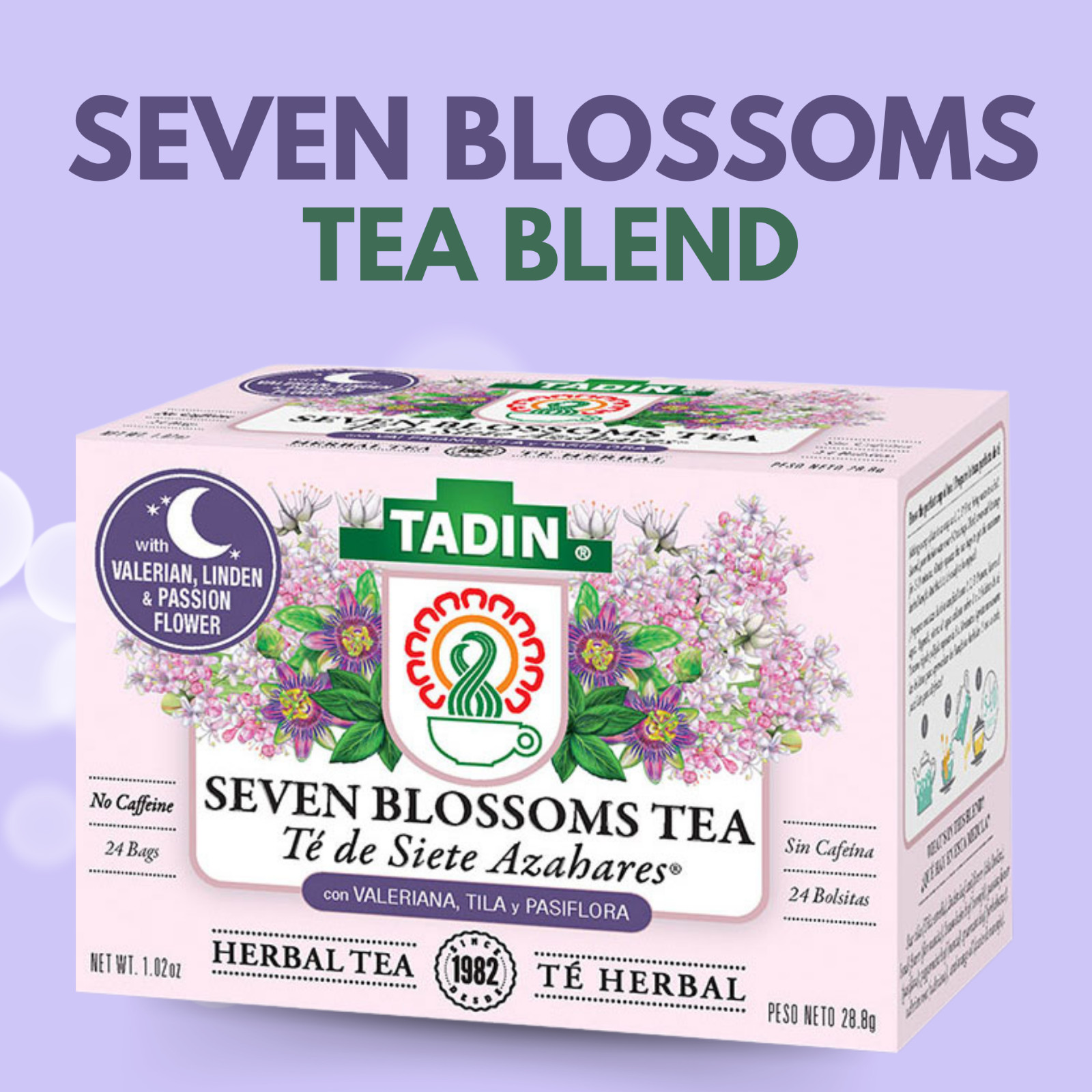 Tadin Seven Blossoms Herbal Tea, 24 Bags 1.02 fl oz, Floral Infusion (6-Pack)