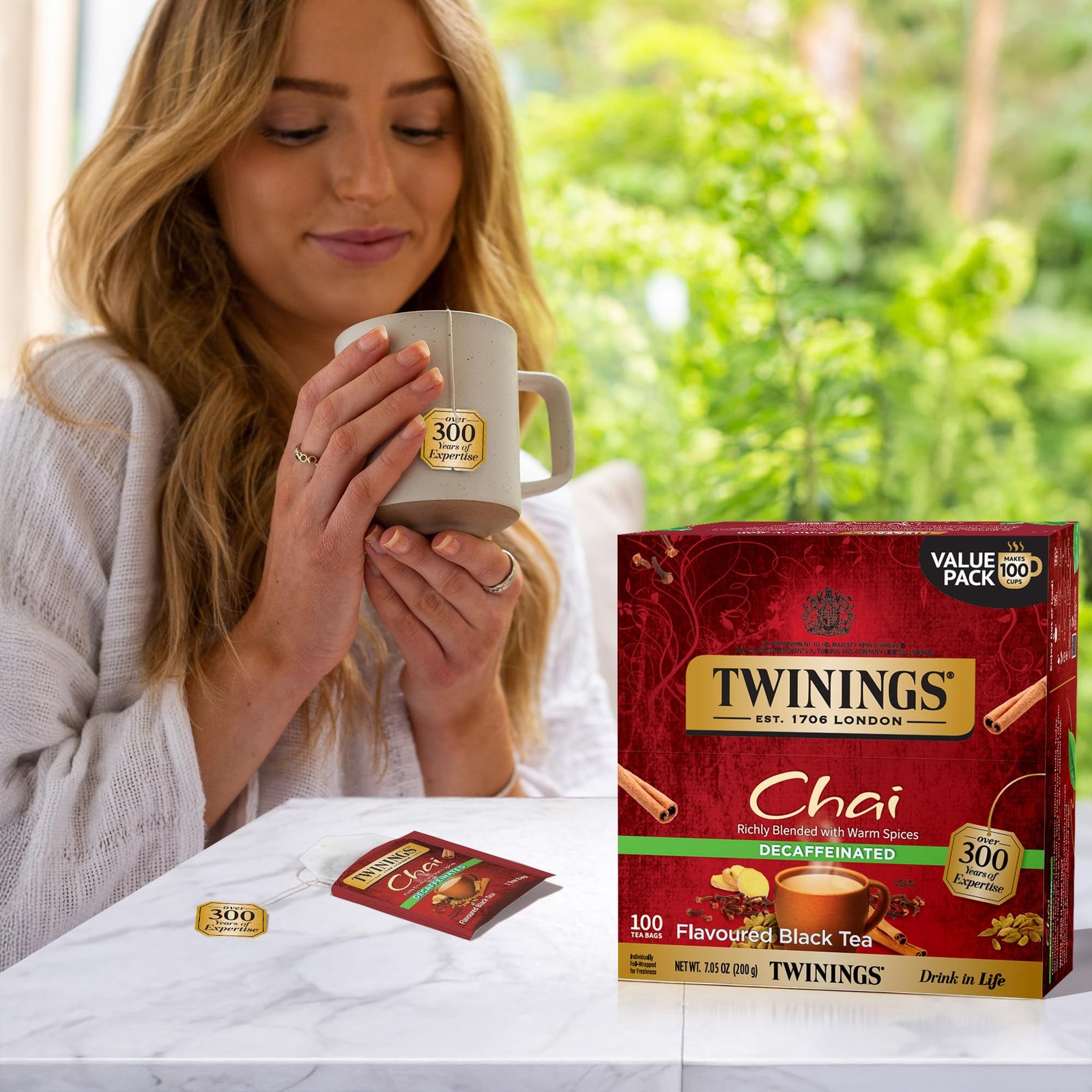 Twinings Decaffeinated Chai Individually Wrapped Bags, 100 Count (Pack of 1)