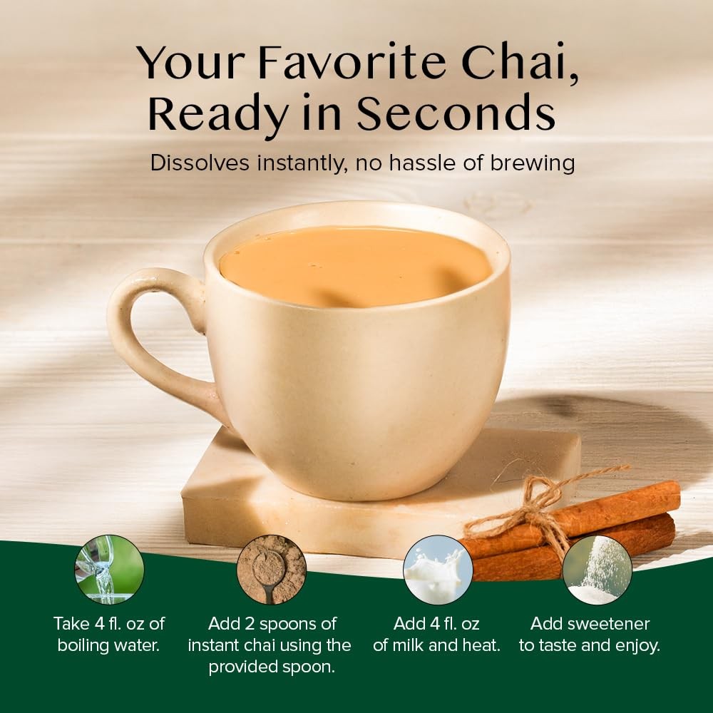 Instant Chai Tea 3oz/85g – Traditional Masala Chai | Makes 100 Cups | Natural…