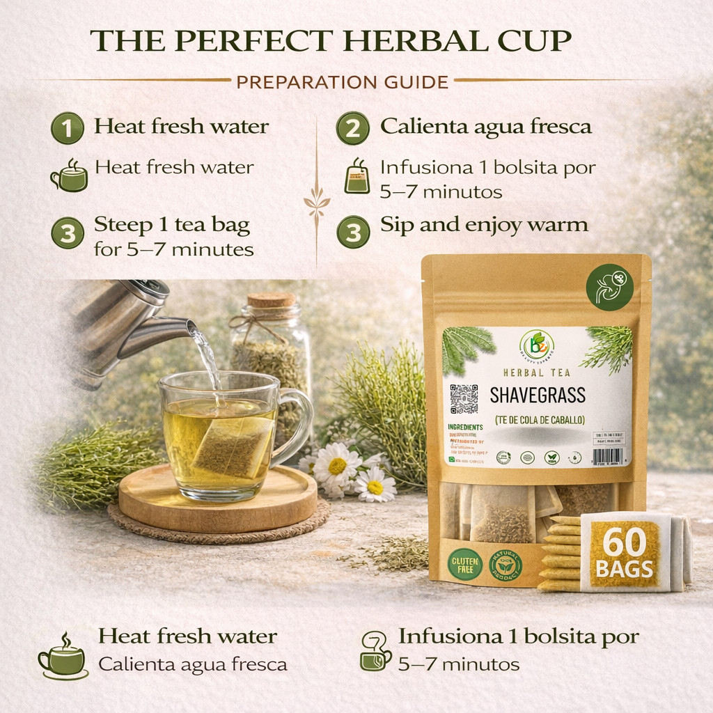Cola de Caballo Té (Shavegrass/Horsetail Tea) – 60 Tea Bags – 100% Natural, Vega