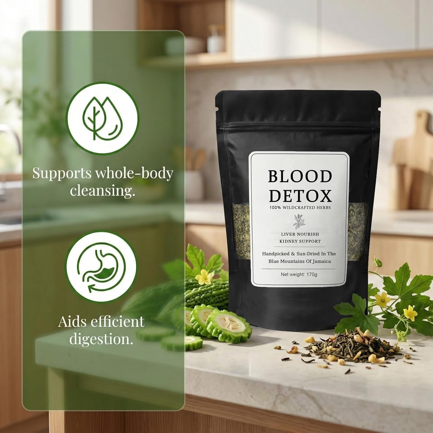 Healing Garden Blood Detox Jamaican Tea, Herbal PlantBased Botanical Tea with…