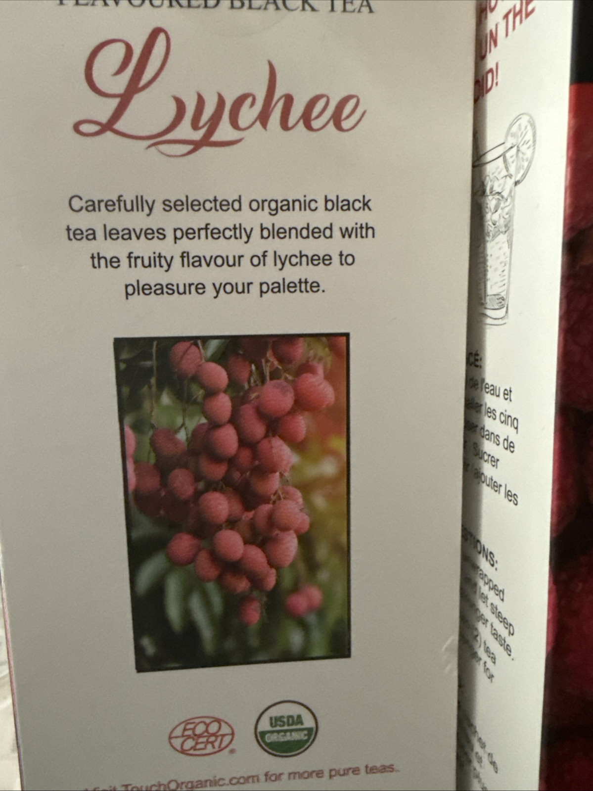 TOUCH ORGANIC Lychee ORGANIC GREEN TEA 2 Boxes= 80 Tea Bags
