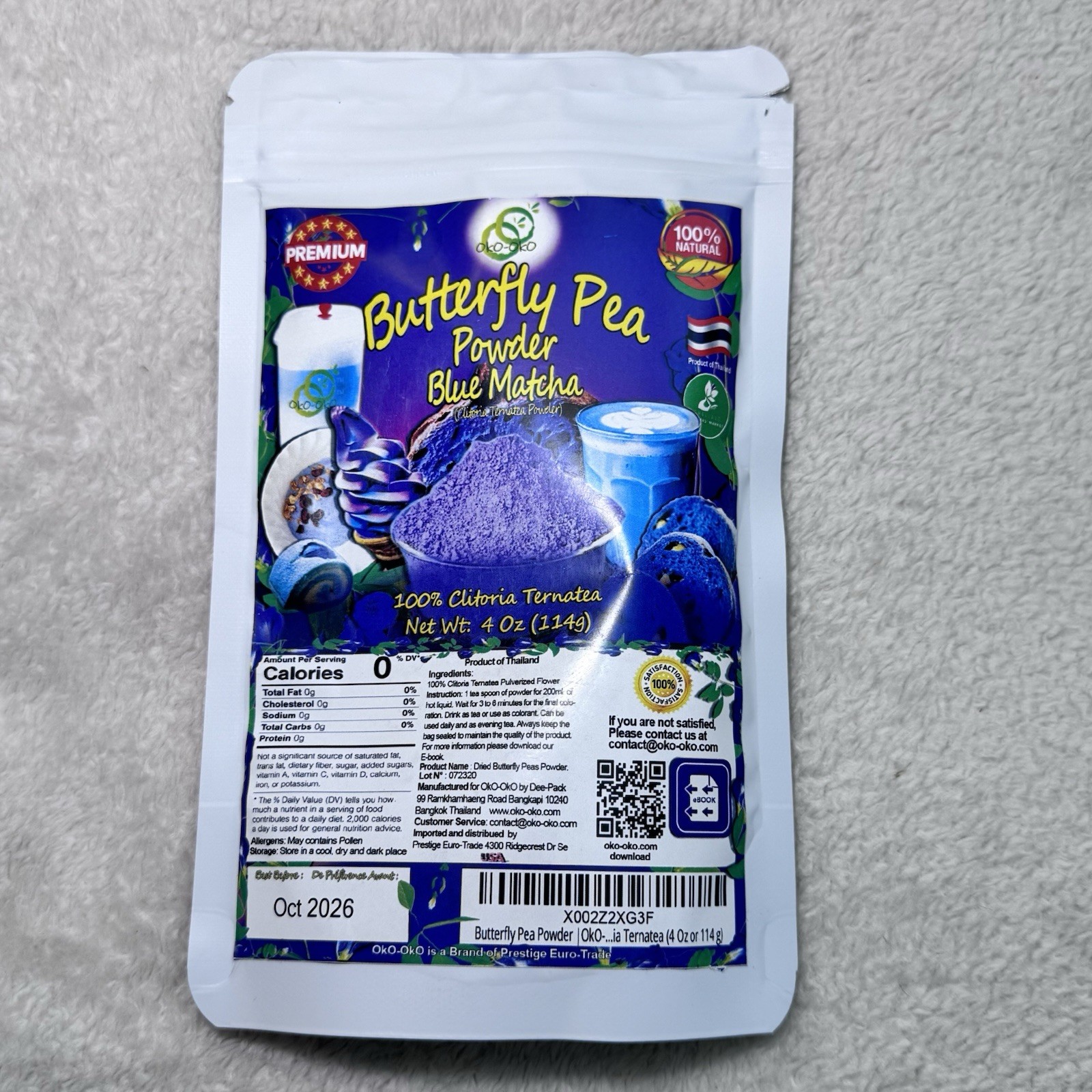 Blue Matcha Butterfly Pea Flower Powder Premium Quality from Thailand x 3