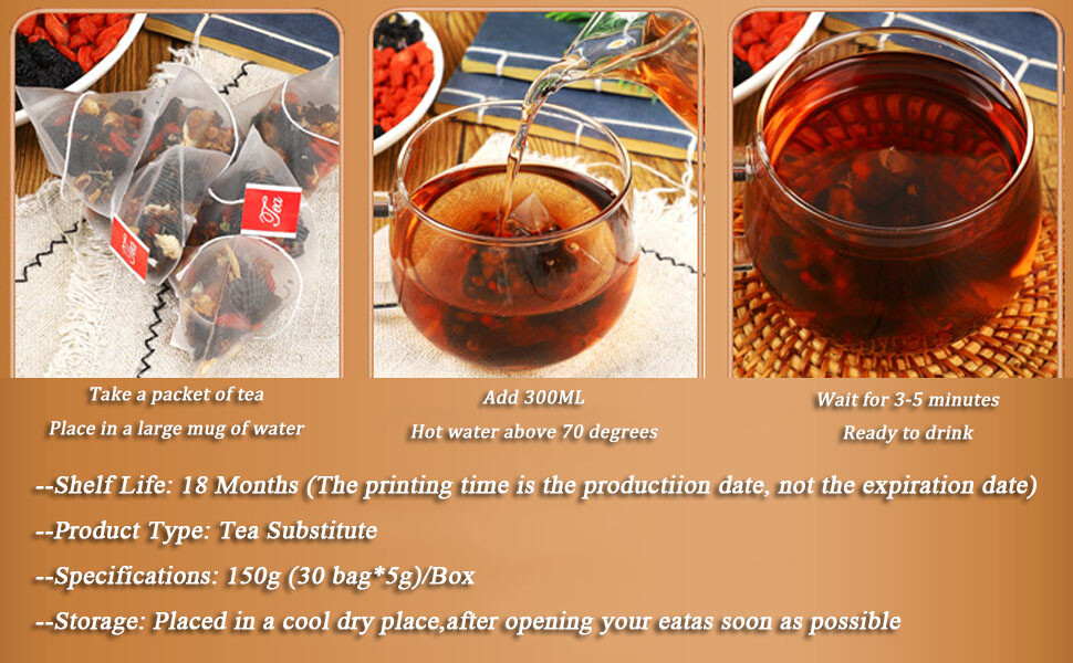 5Box Ginseng-infused Eight Treasure Tea Kidney Ginseng Wolfberry Mulberry Health
