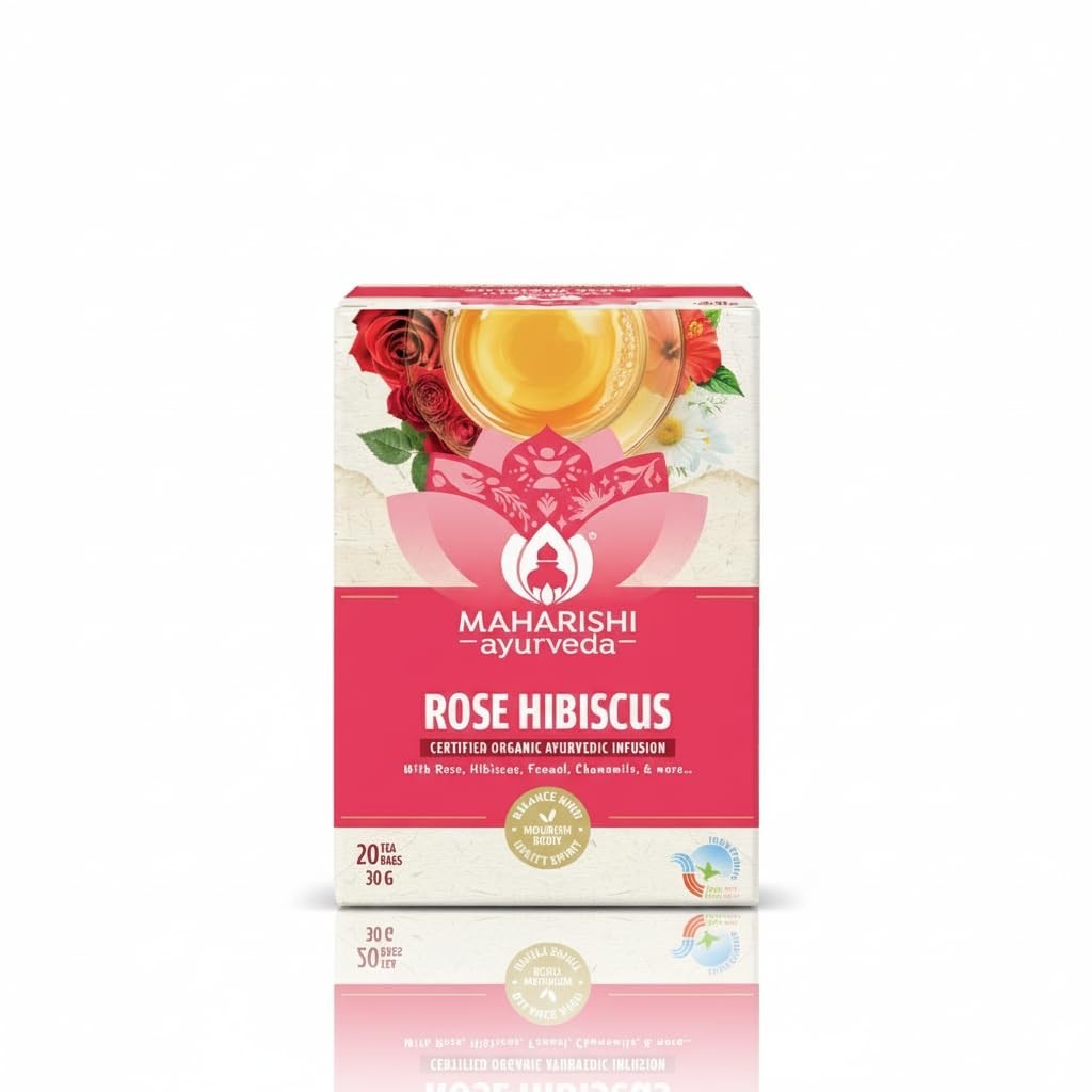 Maharishi Ayurveda All Natural Rose Hibiscus Herbal Tea, 20 Tea Bag