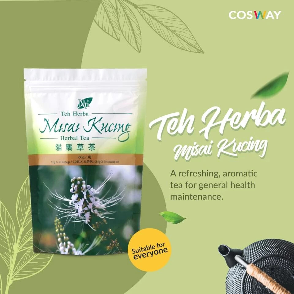 Nn Misai Kucing Herbal Tea COSWAY 2g x 30 sachets 1 Pack Approved by KKM FREEPOS