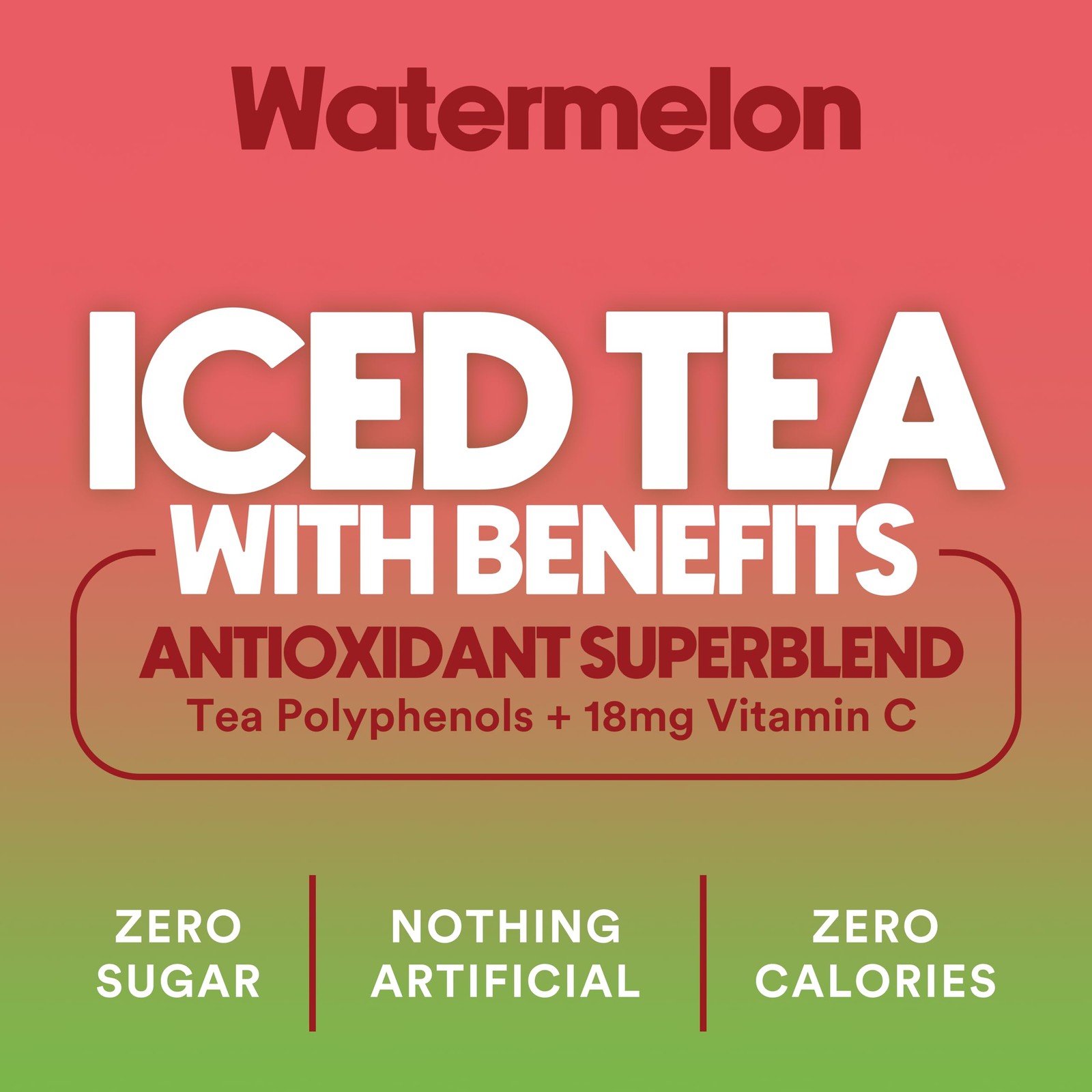 Watermelon Iced Tea, Antioxidant Superblend, Zero Sugar, Low Carb, 12-Pack