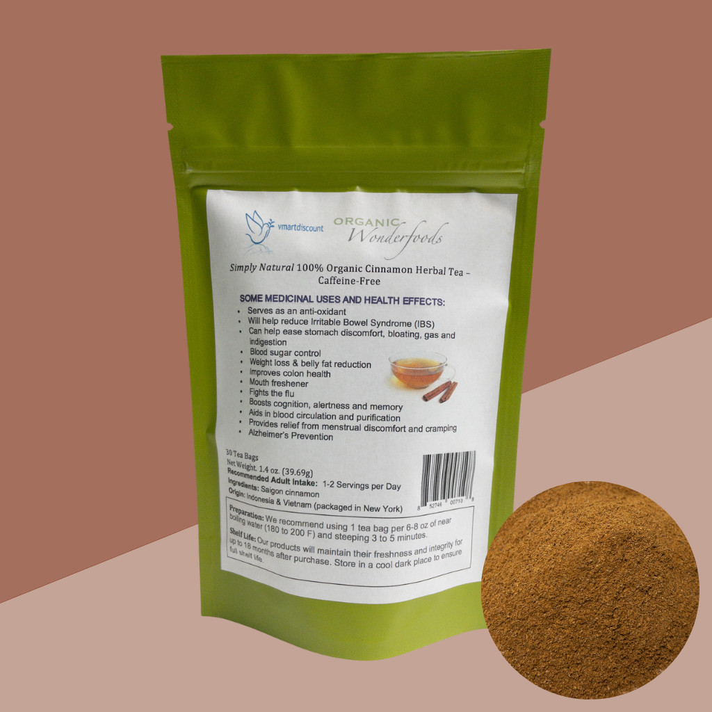 Organic Cinnamon Herbal Tea Te de Canela 30 Tea Bags Caffeine Free 100% Natural