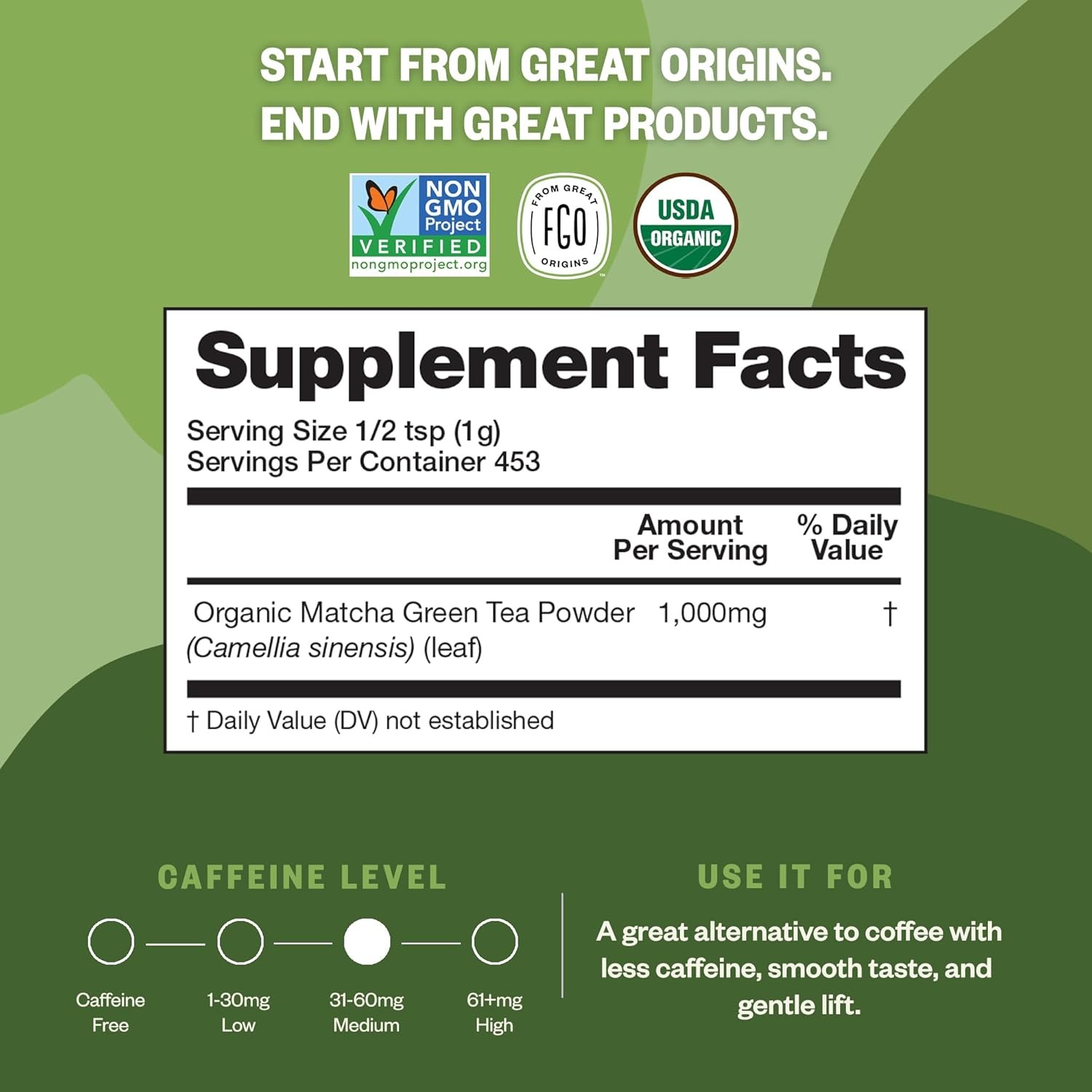 FGO Organic Matcha Green Tea Powder, Japanese Culinary 4 Ounce (Pack of 1)