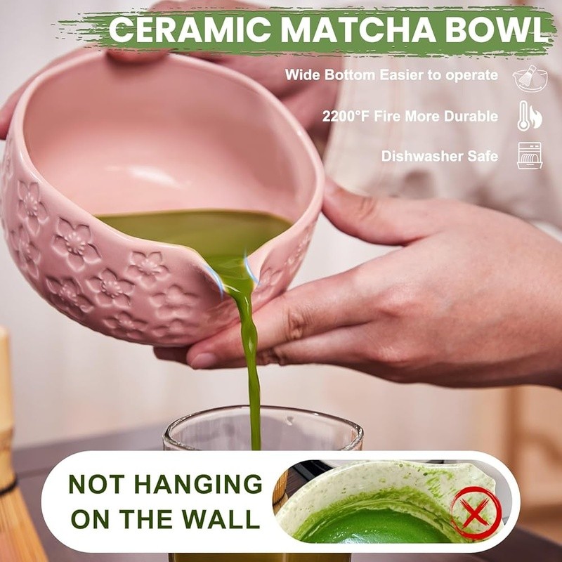 Cherry Blossom Matcha Set Bamboo Whisk Bowl Sifter Holder Gift Tea Lovers New