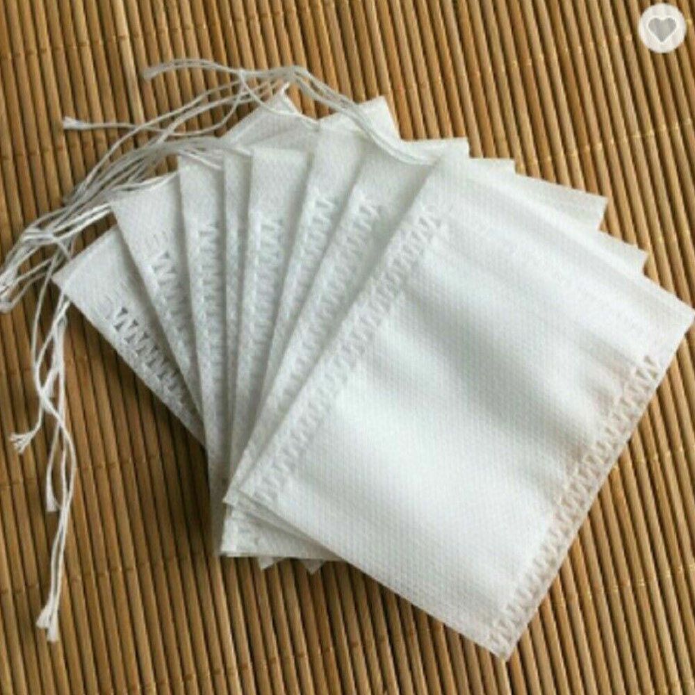 100Pcs Tea Bag Disposable Drawstring Flip Empty Teabag Herb Loose Tea Filter