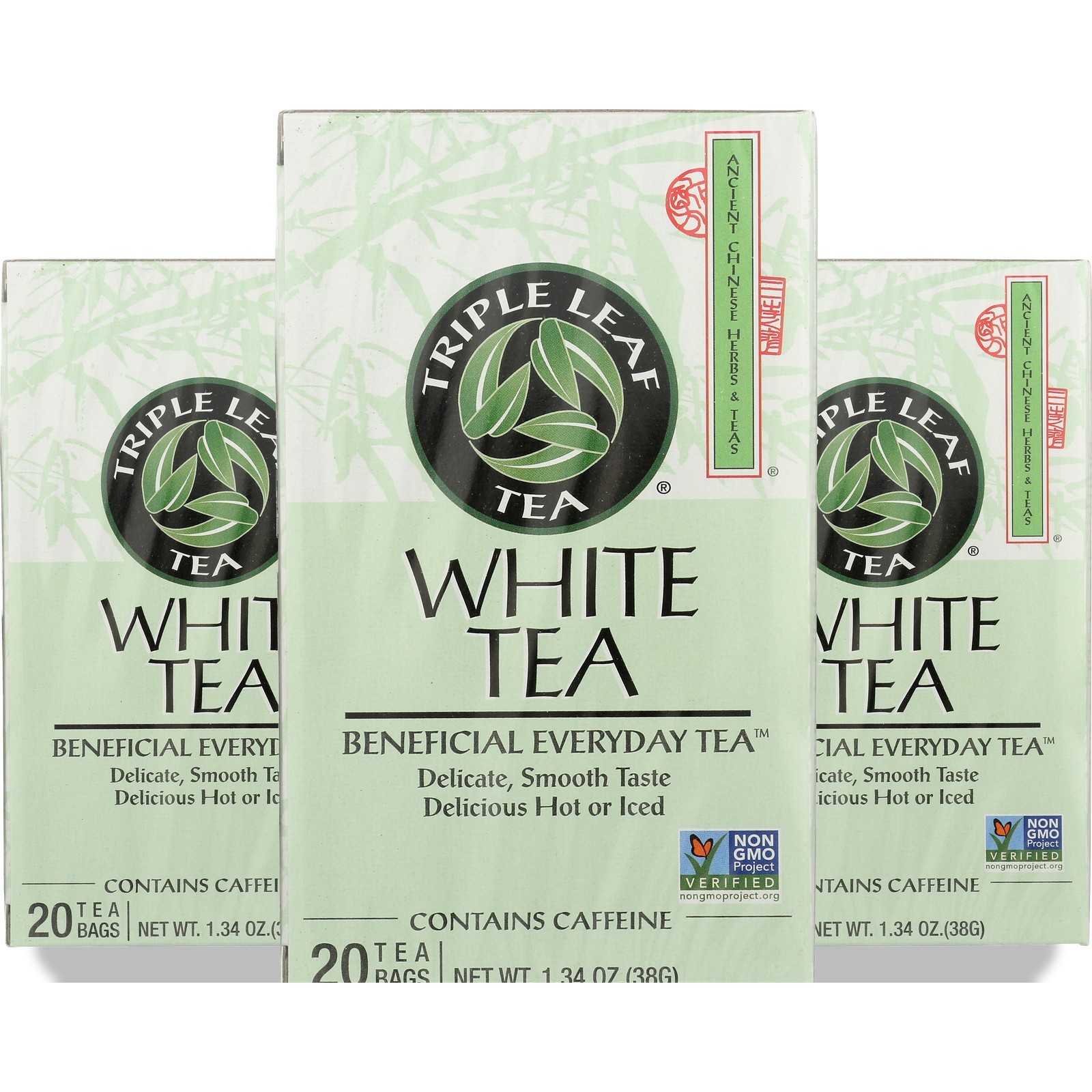 Triple Leaf Tea White 20 Bags 1.34 Oz Non Gmo Seeds 3 Pack