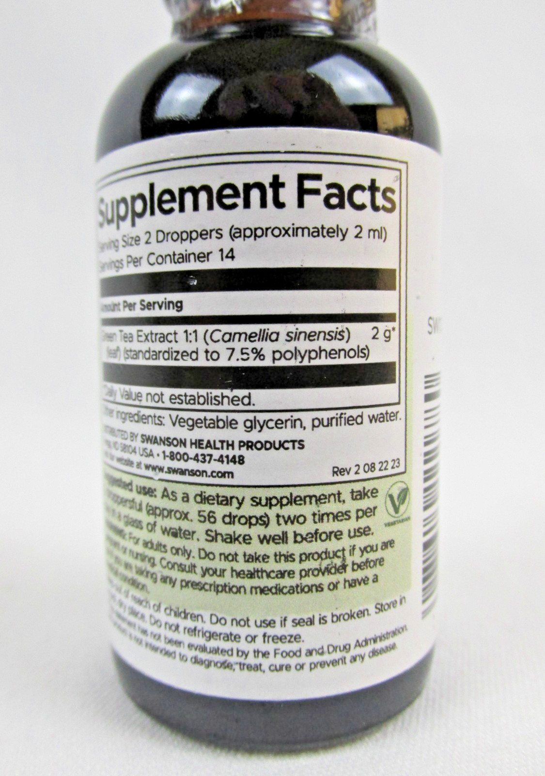 Swanson Green Tea Liquid Extract (Alcohol and Sugar-Free) 1 fl. oz Liquid